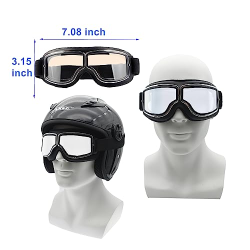 LJDJ Motorcycle Goggles,2 Pack Vintage Anti Fog Pilot PU Leather Glasses Dustproof ATV Off Road Motorbike Helmet Eyewear Protect for Ridding Motorcross Classes Aviator Goggles for Men Women Adult - Image 2