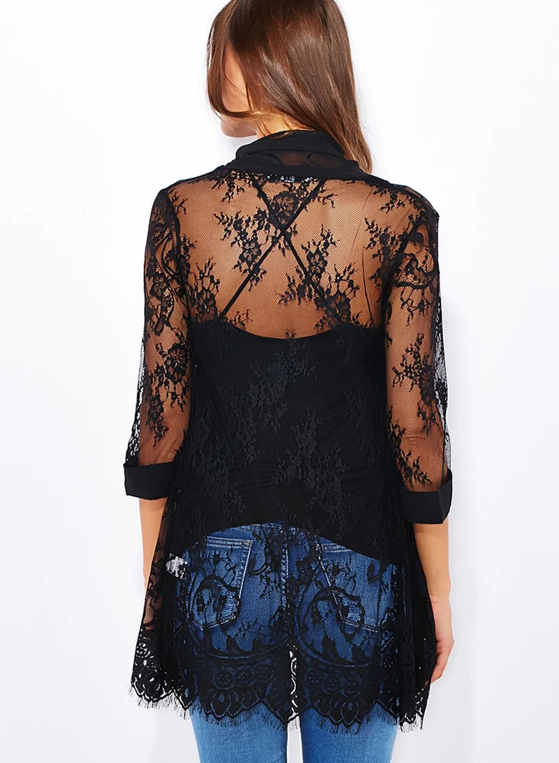 ELLA Lace Detailed Waterfall Cardigan