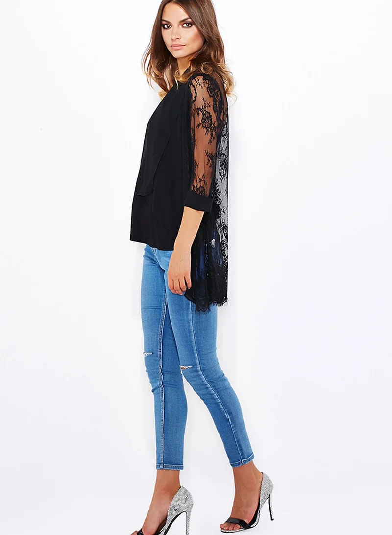 ELLA Lace Detailed Waterfall Cardigan