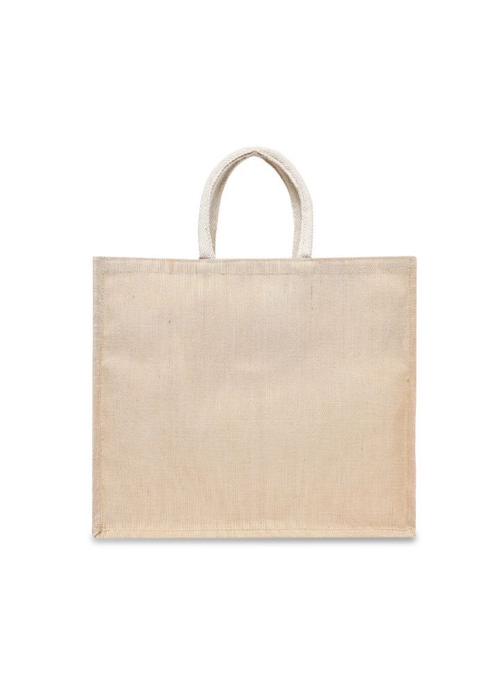 BYFT Laminated Juco Tote Bags with Gusset (Natural) Reusable Eco Friendly Shopping Bag (43.18 x 15.24 x 36.83 Cm) Set of 24 Pcs  - Image 2