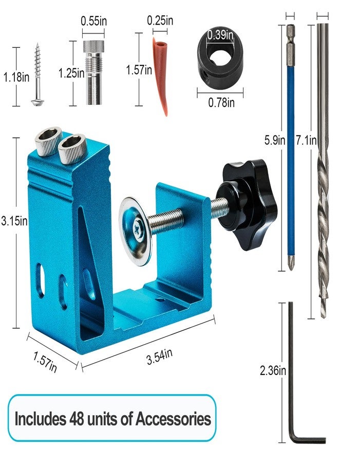 EUASOO Pocket Hole Jig Kit with Drill Guide Joint Pocket Hole Jig 15 Degree Woodworking Inclined Hole Adjustable DIY Woodworking Tools Carpentry Locator - Image 2