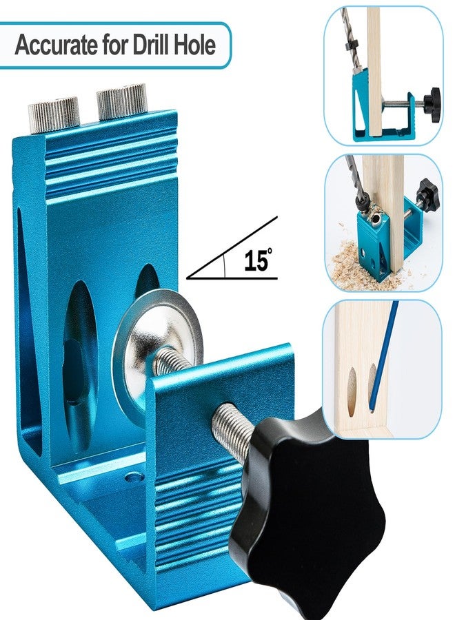 EUASOO Pocket Hole Jig Kit with Drill Guide Joint Pocket Hole Jig 15 Degree Woodworking Inclined Hole Adjustable DIY Woodworking Tools Carpentry Locator - Image 4