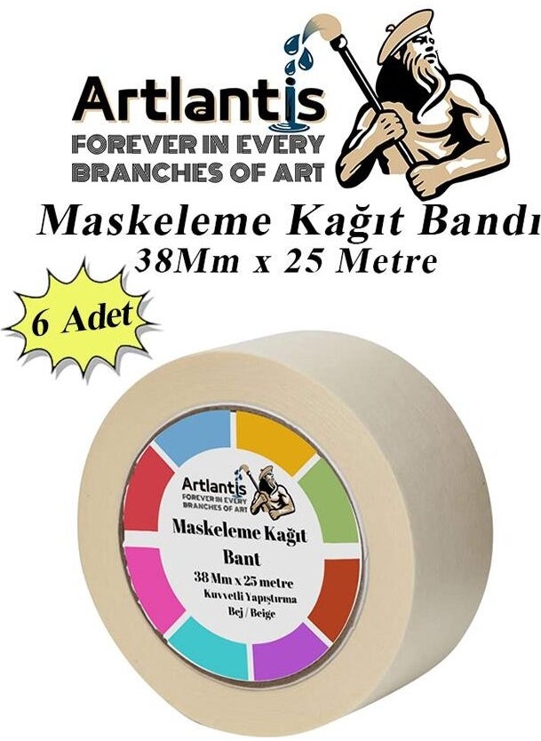 Artlantis Masking Tape Paper Tape 38 mm 25 Meters 6 Painting Tapes  - Image 1