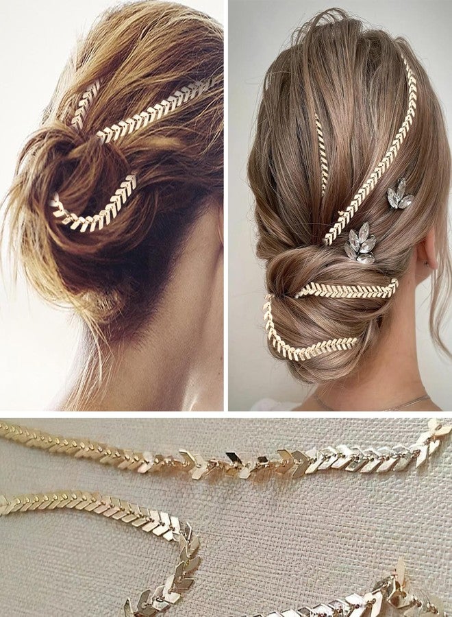 Cerun 2PCS Hair Jewelry Metal Chains for Women and Girls | Golden Wheat Chain Hairpins with Clips | Stylish Tassel Hair Charms for Braids, Ponytails, Festivals and Daily Styling Accessories - Image 3
