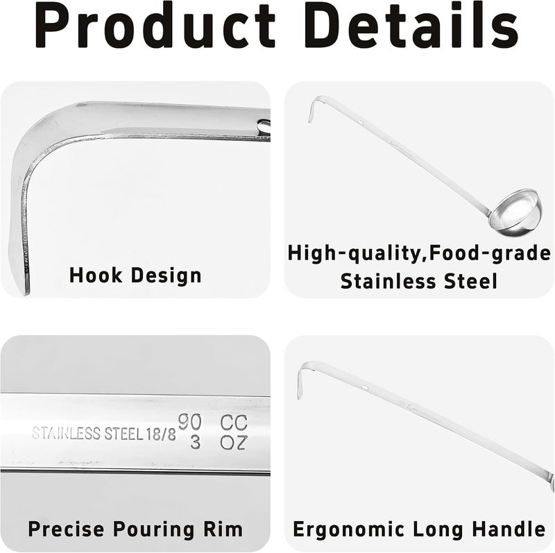 AUXBC 2Pcs 3oz Stainless Steel Soup Ladle, Long Handle Ladles with Pouring Rim for Cooking, Serving Soup, Sauce, Stew, Kitchen - Image 5