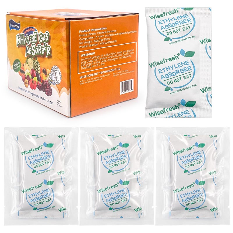 Wisesorb WiseFresh 30 Packs 5 Gram Ethylene Gas Absorber Packet Vegetable  Fruit Fresh Produce Protector Food Freshness Extender Fresh Fruit Preserver Vegetable Saver