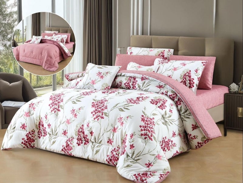 Double bed sheet set, 8 pieces, microfiber, soft quality and elegant design