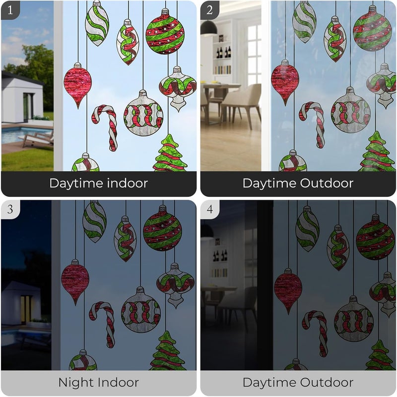 ADD.HERES Window Stickers, ‌Stained Glass Window Privacy Film, UV Blocking Static Cling for Home Kitchen Office Bathroom, Christmas Light Ball, 17.72" X 31.5" - Image 5