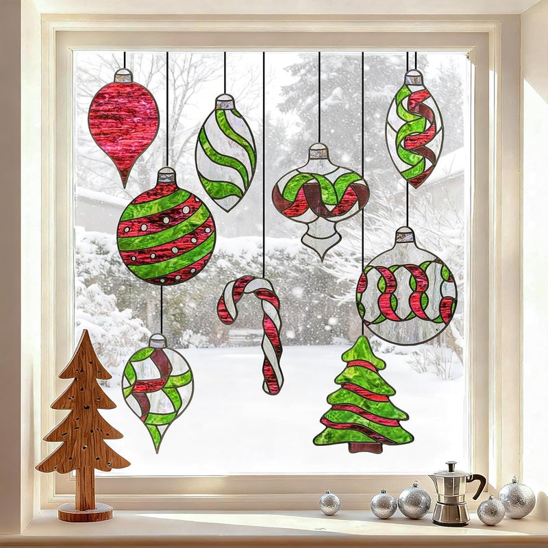ADD.HERES Window Stickers, ‌Stained Glass Window Privacy Film, UV Blocking Static Cling for Home Kitchen Office Bathroom, Christmas Light Ball, 17.72" X 31.5" - Image 1