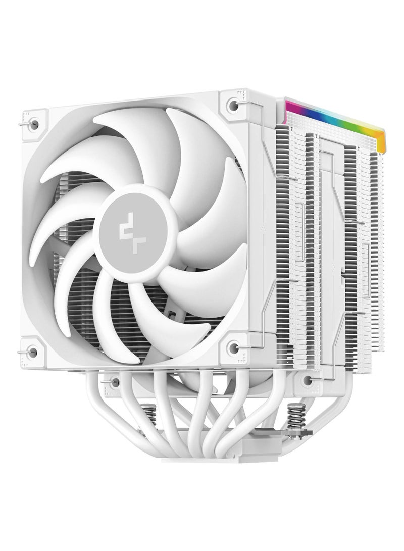 ديب كول مبرد هواء AK620 Digital Pro أبيض ثنائي البرج لوحدة المعالجة المركزية، مزود بشاشة رقمية متعددة الخطوط، ومروحتين FDB مقاس 120 مم، و6 أنابيب حرارية، وإضاءة ARGB، وغطاء علوي مغناطيسي، ويدعم Intel وAMD، وسرعات تتراوح بين 500 و1750 دورة في الدقيقة، لون أبيض | R-AK620-WHAPMN-G - Image 2