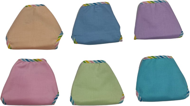 Nonibud GoodLuck Washable and Reusable Nappy for Babies - Set of 24 Pcs (Available in Six Colours) / Cotton Langots # 0-6 Months # Double Layer # U Shaped Plain Multicolour Piping # Pack of 24 Pcs - Image 2