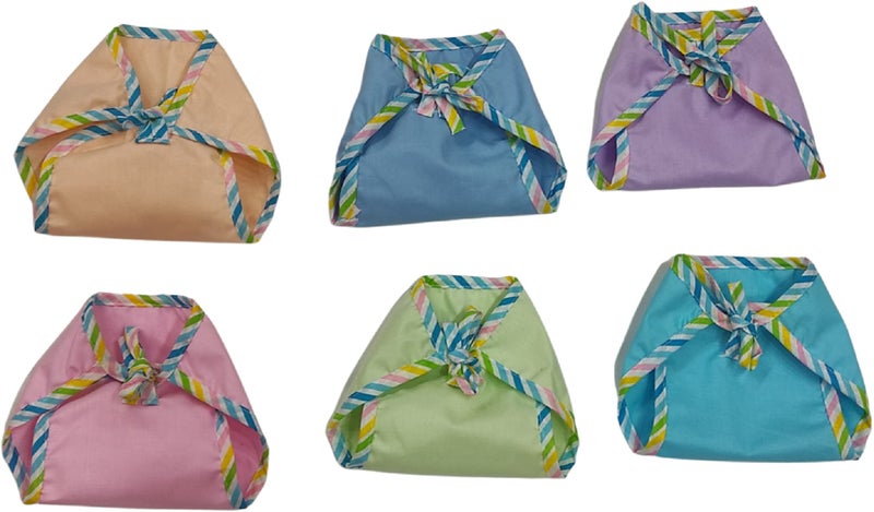 Nonibud GoodLuck Washable and Reusable Nappy for Babies - Set of 24 Pcs (Available in Six Colours) / Cotton Langots # 0-6 Months # Double Layer # U Shaped Plain Multicolour Piping # Pack of 24 Pcs - Image 1
