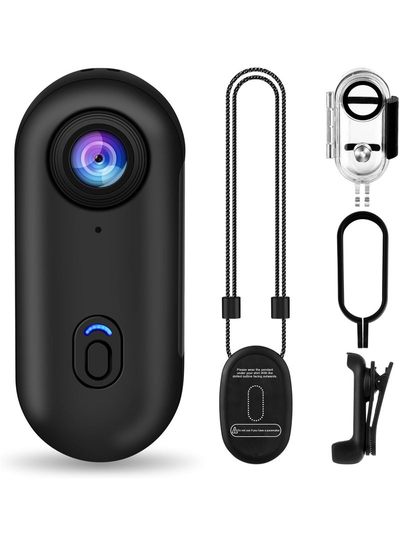 م.ا & ف'س كاميرا حركة i3 بدقة 4K، صغيرة الحجم، تُثبّت في أي مكان، كاميرا صغيرة للجسم مع مشبك زنبركي، تسجيل فيديو محمول، تسجيل من منظور الشخص الأول بدون استخدام اليدين، كاميرا خوذة لركوب الدراجات النارية (بطاقة 64 جيجابايت، لون أسود) - Image 1