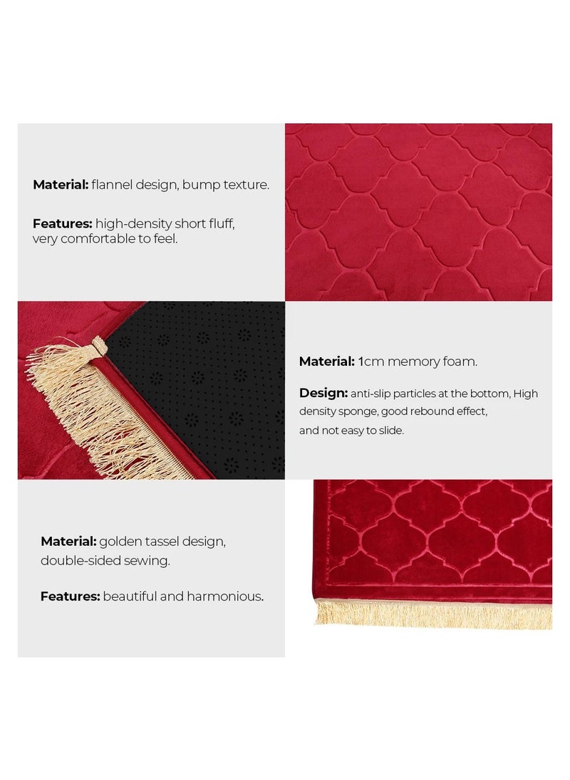Fabienne Pack of 4 Prayer Mats 70x110cm Anti-Slip Velvet Top Islamic Prayer Rug New Dome Design Thick Padded Sajadah Prayer Mat for Kids Men Women Eid Gift Ramadan Prayer Mat Multicolor  - Image 2