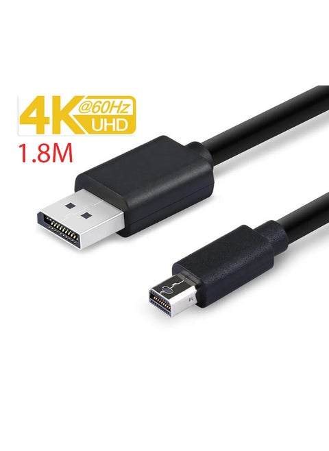 CABLE MINIDISPLAY TO DISPLAYPORT - HOTRON E246588 - AWM STYLE 20276 VW-1 80C 30V E246588 - AWM I/II A/B 80C 30V FT1 DISPLAYPORT CABLE  - 1.8M - BLACK