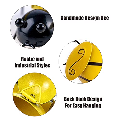 Yungeln Metal Wall Art, 4PCS Metal Bumble Bee Wall Decor, 3D Iron Bee Art Sculpture Hanging Wall Decorations for Outdoor Home Garden - Image 3