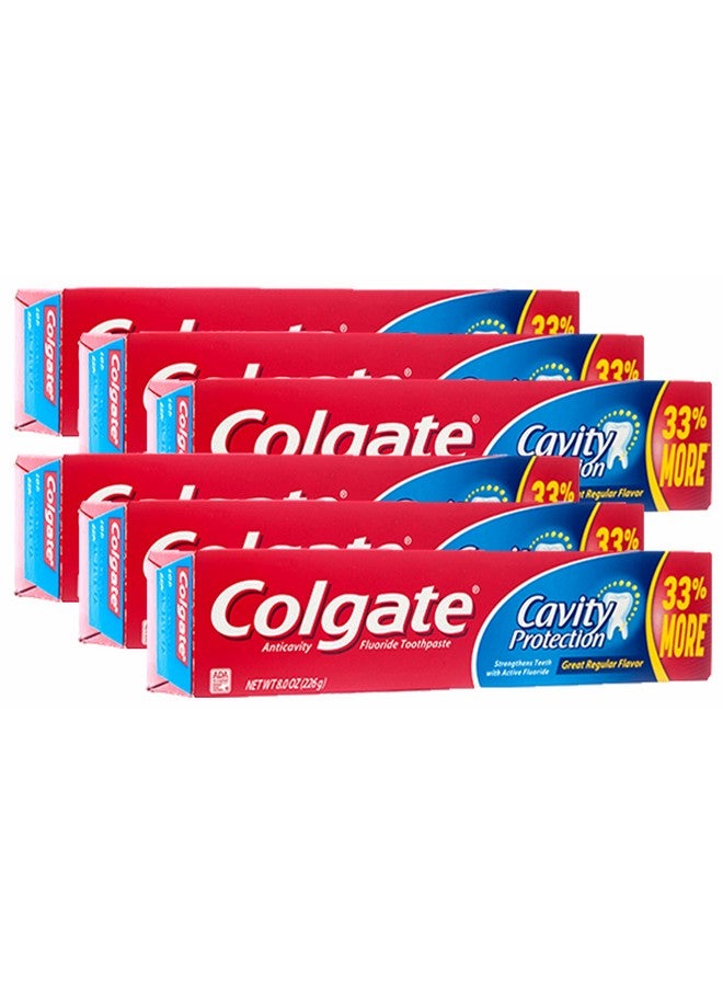 كولجيت معجون أسنان كولجيت بالفلورايد لحماية التسوس بنكهة عادية - 8 أونصة، عبوة من 6 قطع
