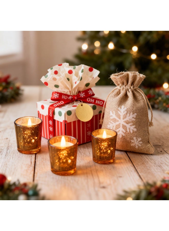 SKYLINK 12Pack Gold Glass Votive Candle Holders, Tealight Candle Holders Sparkle Glass Candle Cups for Weddings, Holiday Tablescapes, Centerpieces & Home Decor - Image 4