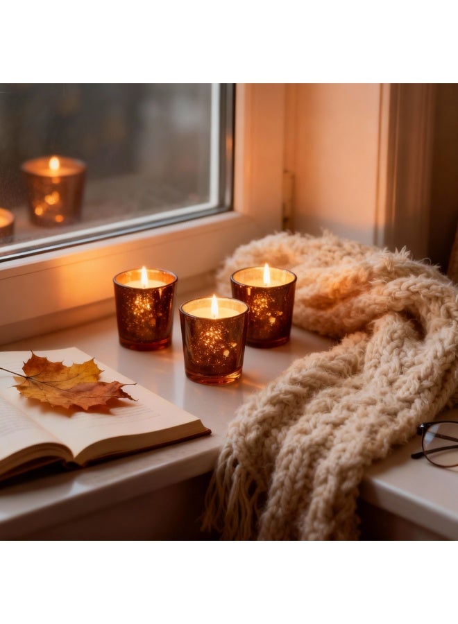 SKYLINK 12Pack Gold Glass Votive Candle Holders, Tealight Candle Holders Sparkle Glass Candle Cups for Weddings, Holiday Tablescapes, Centerpieces & Home Decor - Image 5