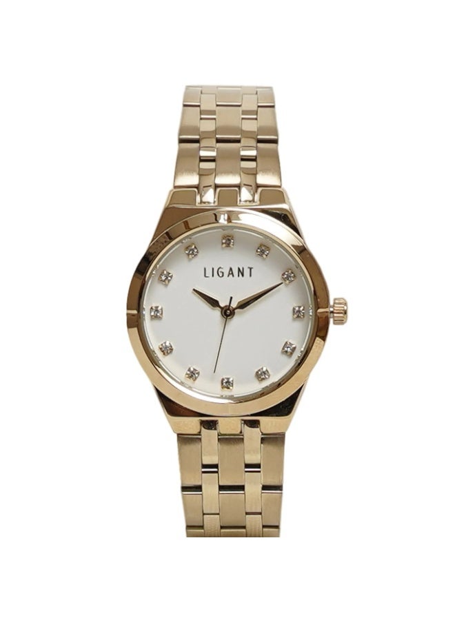 LIGANT Luxury Women's Stainless Steel Watch in Royal Gold - Elegant Modern Design - Rust Resistant Metallic Wristwatch for Events & Gala - Image 1