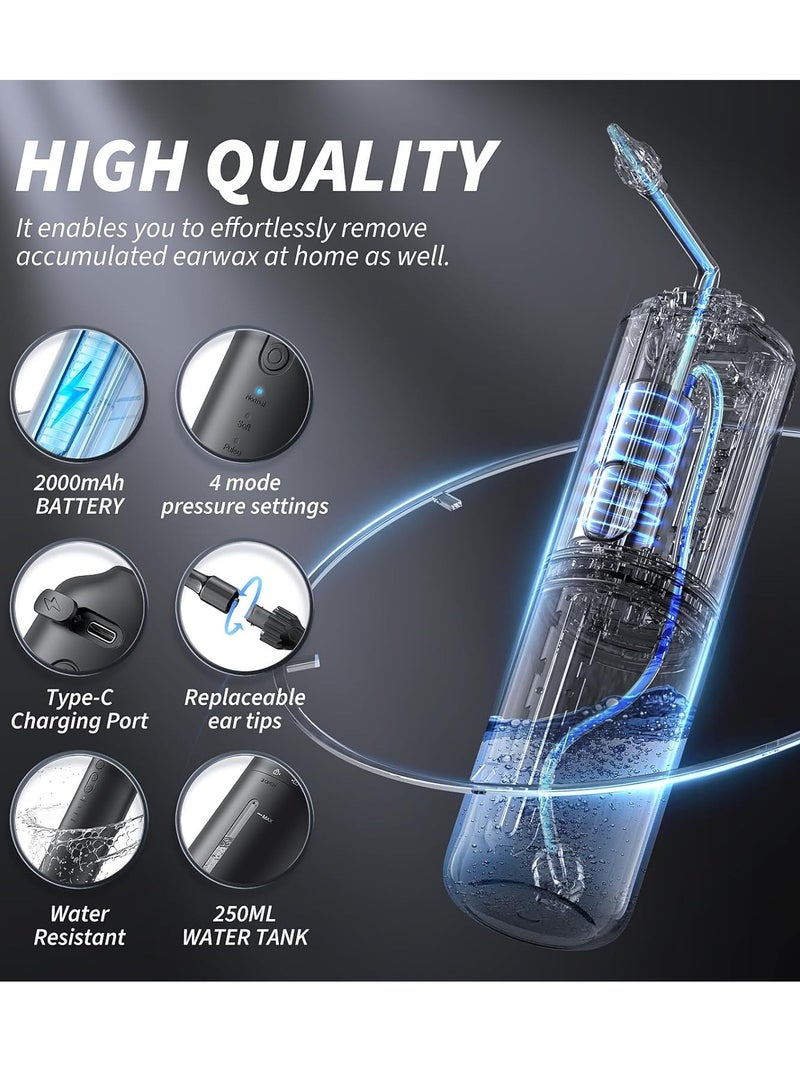 Fanski Ear Wax Removal Kit ,Water Powered Ear Cleaner with 4 Pressure Modes, Ear Irrigation Flushing System Waterproof Electric Ear Cleaning Tool for Adults & Kids with Basin & 10 Tips(Black)  - Image 3