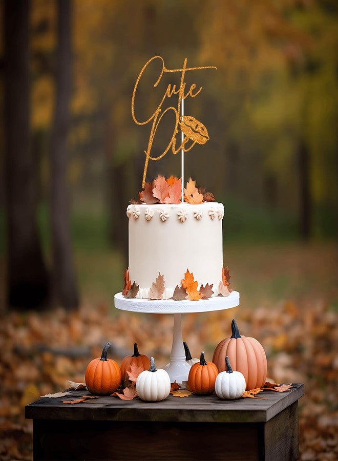 ZACHAKO Orange Glitter Cutie Pie Cake Topper, Sweet As Pie/Sweet Little Pumpkin, Pumpkin Cutie Pie Themed Baby Shower Party Decorations Supplies - Image 4