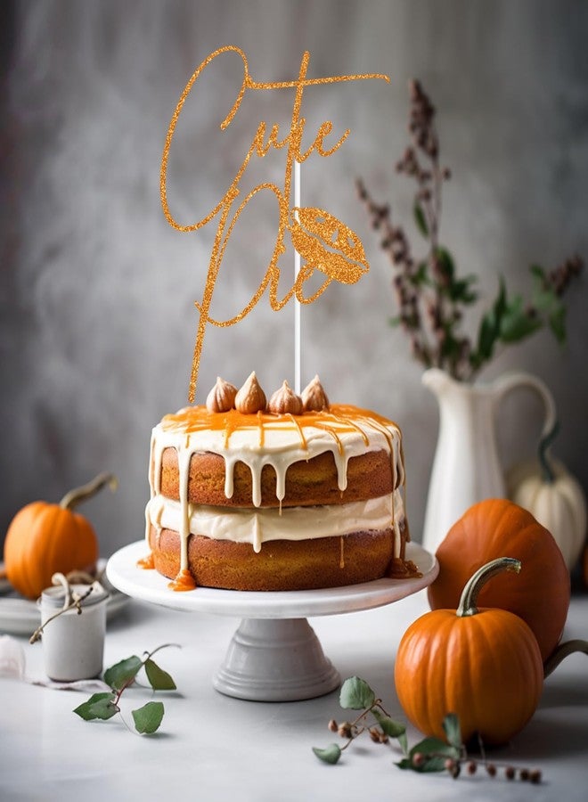 ZACHAKO Orange Glitter Cutie Pie Cake Topper, Sweet As Pie/Sweet Little Pumpkin, Pumpkin Cutie Pie Themed Baby Shower Party Decorations Supplies - Image 3