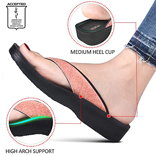 AEROTHOTIC Slip On Recovery Footwear Plantar Fasciitis Flip Flops for Women Yoga Mat Outdoor Walking Beach Ladies Arch Support Summer Thong Dressy Casual Sandals (Mellow Peach, Size 6) - Image 4
