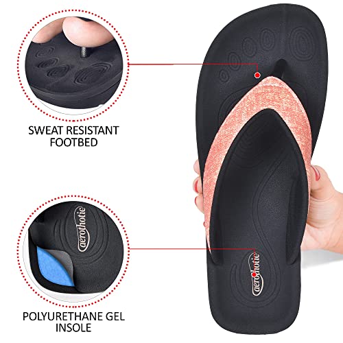 AEROTHOTIC Slip On Recovery Footwear Plantar Fasciitis Flip Flops for Women Yoga Mat Outdoor Walking Beach Ladies Arch Support Summer Thong Dressy Casual Sandals (Mellow Peach, Size 6) - Image 5