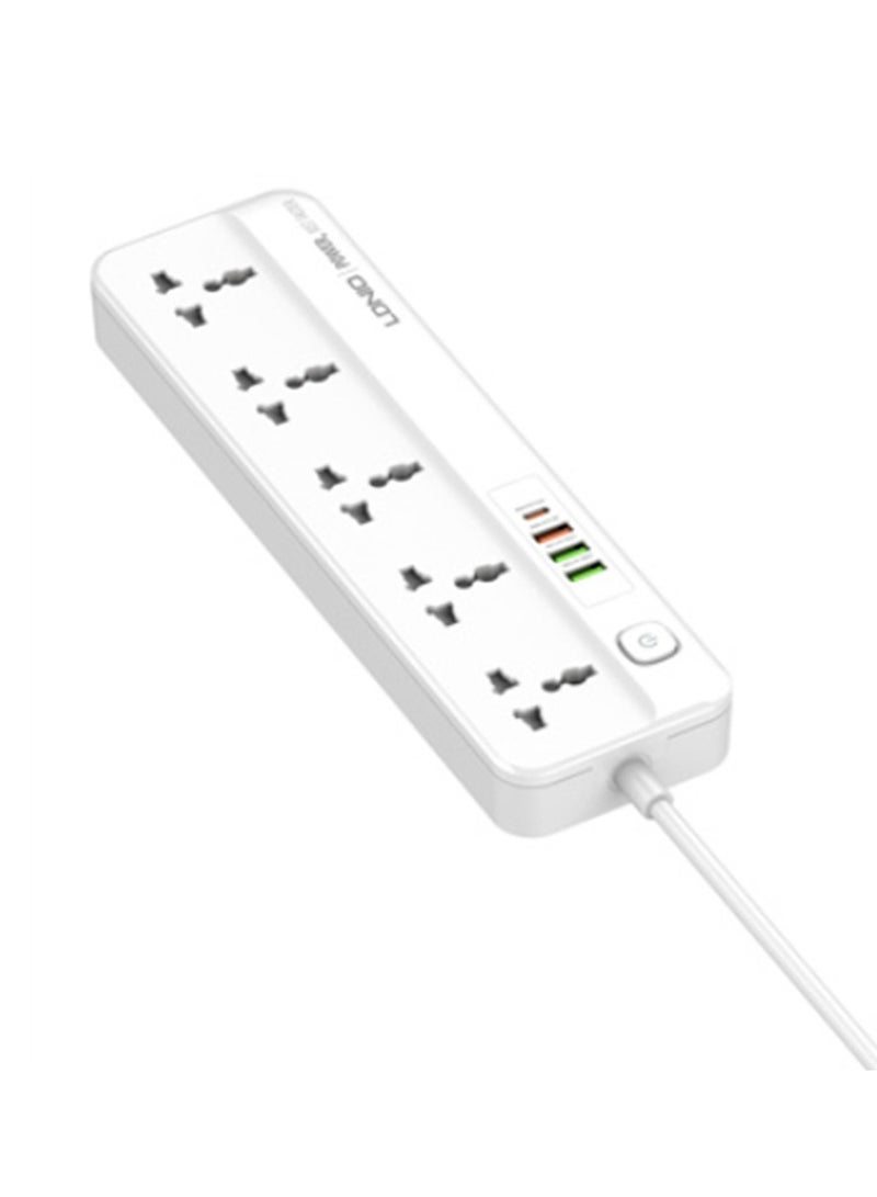 لدنيو مشترك كهرباء Surge سريع الشحن SC5415 - مع 5 منافذ تيار متردد و4 منافذ شحن USB مقبس طاقة PD بطول 2 متر - أبيض - Image 5