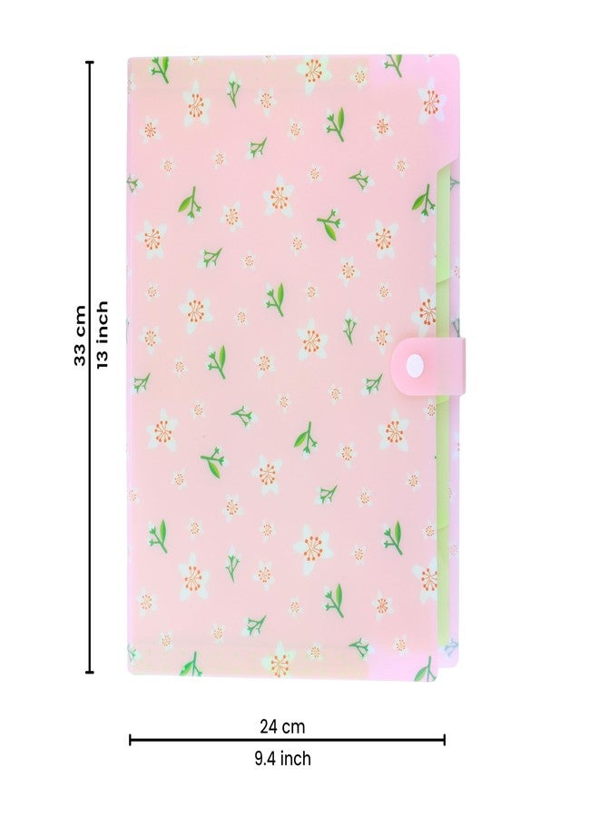 SPS 5 Pocket Expanding File Folder Aesthetic Design - Fits A4 & Letter Size Document Organizer, Accordion File Folders, File for Office, Portable File Organizer, School & Home - Blush Pink Meadow - Image 2