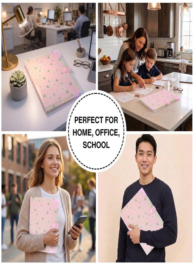 SPS 5 Pocket Expanding File Folder Aesthetic Design - Fits A4 & Letter Size Document Organizer, Accordion File Folders, File for Office, Portable File Organizer, School & Home - Blush Pink Meadow - Image 5