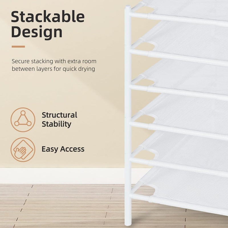 STORAGE MANIAC Sweater Drying Rack, Mesh Clothes Drying Rack, Stackable Laundry Drying Rack, Lay Flat Dryer for Delicates, Portable Dry Rack for Indoor or Outdoor, White, 6-Pack - Image 5