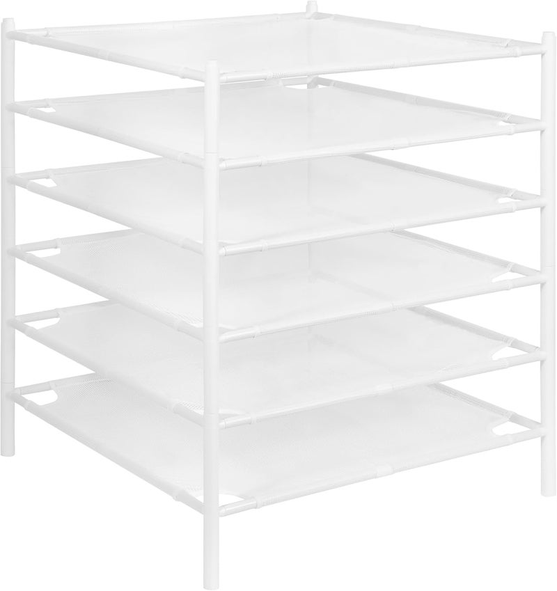 STORAGE MANIAC Sweater Drying Rack, Mesh Clothes Drying Rack, Stackable Laundry Drying Rack, Lay Flat Dryer for Delicates, Portable Dry Rack for Indoor or Outdoor, White, 6-Pack - Image 1