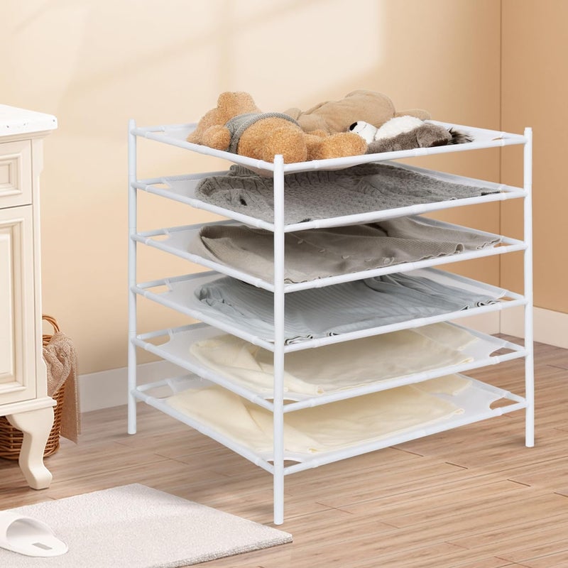 STORAGE MANIAC Sweater Drying Rack, Mesh Clothes Drying Rack, Stackable Laundry Drying Rack, Lay Flat Dryer for Delicates, Portable Dry Rack for Indoor or Outdoor, White, 6-Pack - Image 2