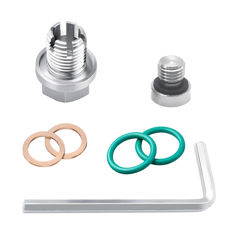 Bittwee M121175 x 15mm Oversize Piggyback Car Oil Drain Plug Stainless Steel Self Tapping Oil Pan Thread Repair Kit with ORing Hexagonal Wrench Universal for Most Vehicles