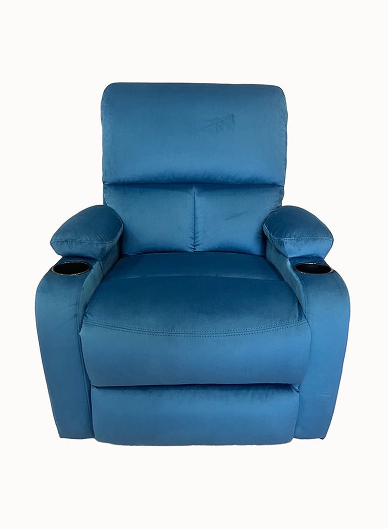 DANUBE HOME كرسي استرخاء قماش إليانا مع حامل أكواب | تصميم حديث كرسي واحد مريح | أثاث غرفة المعيشة المريح L81xW94xH97cm - أزرق - Image 3