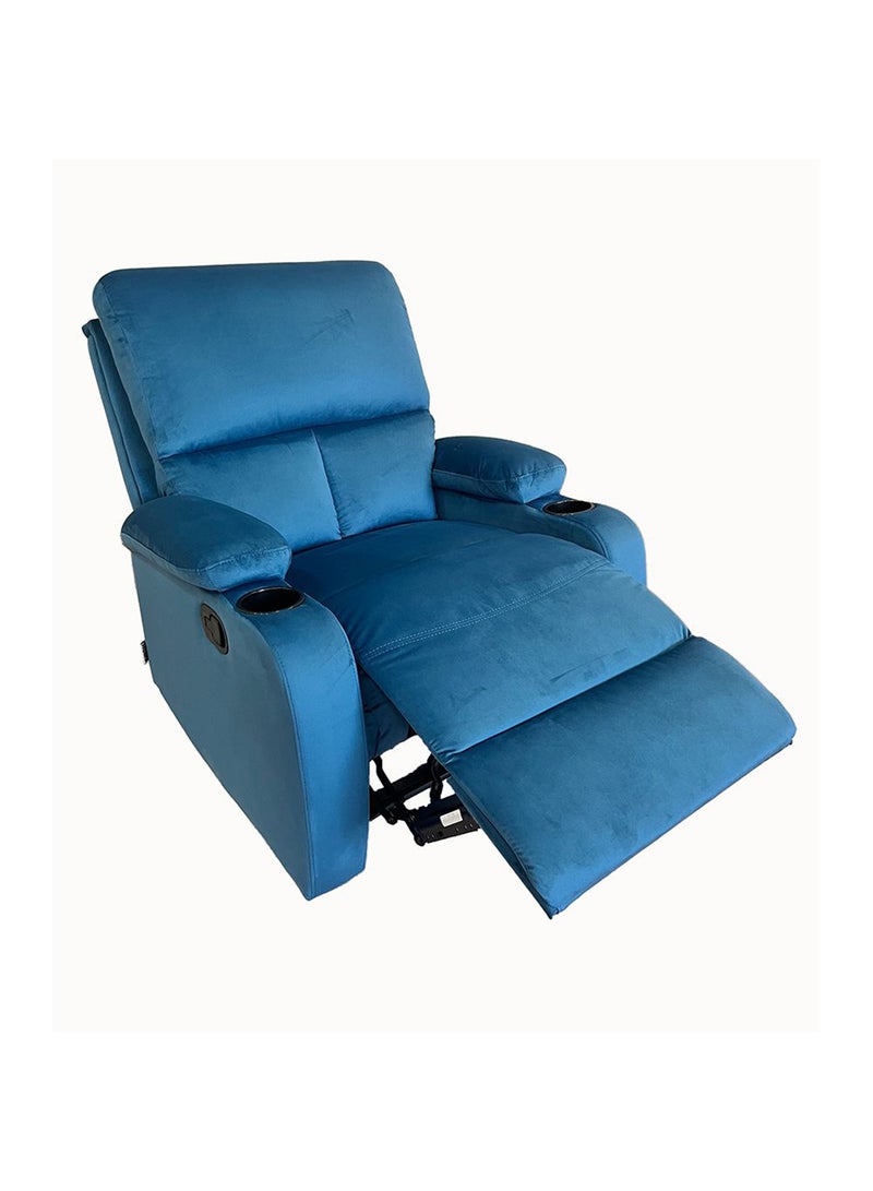 DANUBE HOME كرسي استرخاء قماش إليانا مع حامل أكواب | تصميم حديث كرسي واحد مريح | أثاث غرفة المعيشة المريح L81xW94xH97cm - أزرق - Image 4