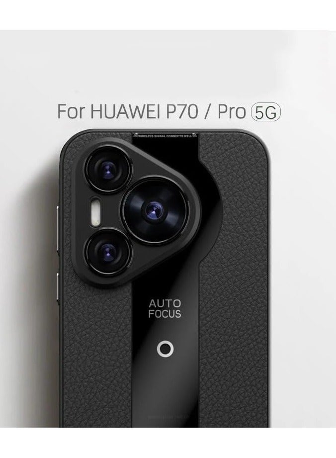 general Case Compatible with Huawei P70 Pro 5G, Luxury Litchi Leather Silicone Phone Case Soft TPU Full Protection Cover for Huawei P70 Pro - Image 2