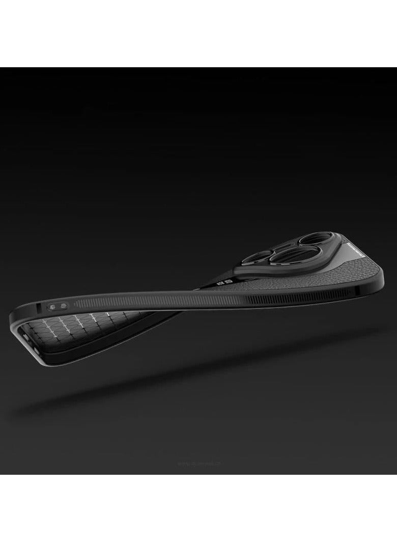 general Case Compatible with Huawei P70 Pro 5G, Luxury Litchi Leather Silicone Phone Case Soft TPU Full Protection Cover for Huawei P70 Pro - Image 3