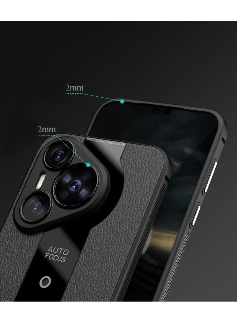 general Case Compatible with Huawei P70 Pro 5G, Luxury Litchi Leather Silicone Phone Case Soft TPU Full Protection Cover for Huawei P70 Pro - Image 4