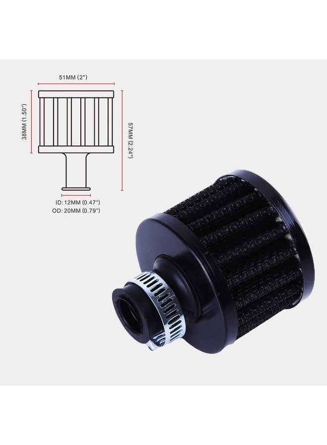 Generic 2Pcs Breather Oil Valve Cover Filter, 12mm/ 0.47" Air Intake Crankcase Vent With Double Filter for Car and Motorcycle  - Image 3