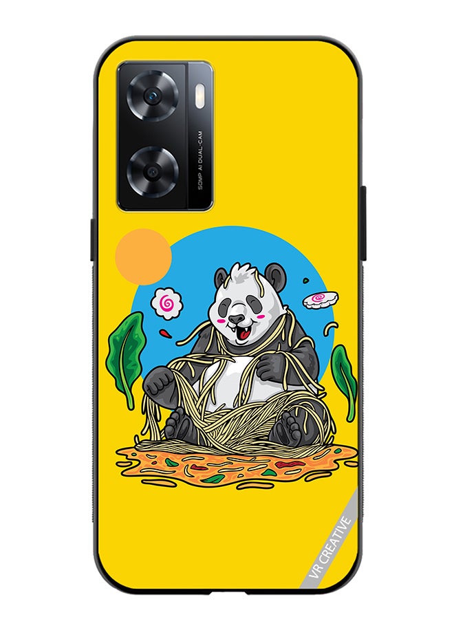 VR CREATIVE Protective Case Cover For Oppo A57/A77s Panda Eating Noodles Design Multicolour - Image 1