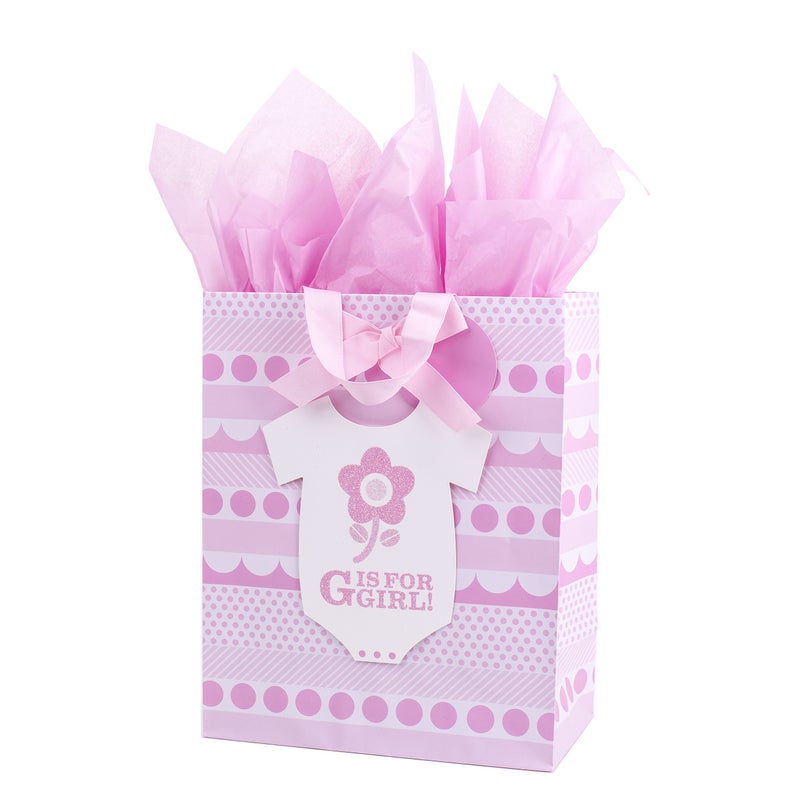 Hallmark Large Baby Gift Bag with Tissue Paper (G is for Girl) - Image 1