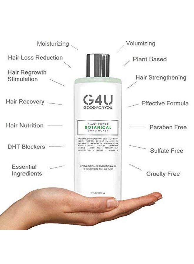 G4U بلسم شعر نباتي للنساء والرجال لجميع أنواع الشعر الجاف والتالف والمعالج بالألوان. خالي من الكبريتات مع مكونات طبيعية مستندة إلى النباتات. لطيف وناعم. مثالي لمنتجعات السبا المنزلية وصالونات التجميل. 12 أونصة سائلة. - Image 3