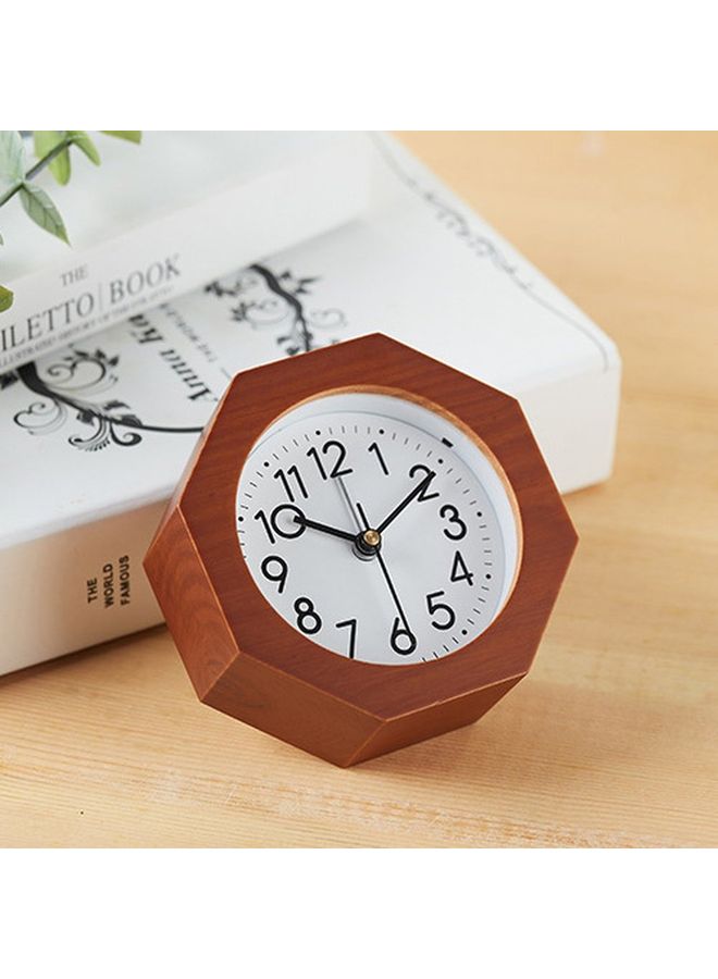 NIBEMINENT Wooden Octagonal Alarm Clock Brown/White 10.7x10.7x5.5cm - Image 3