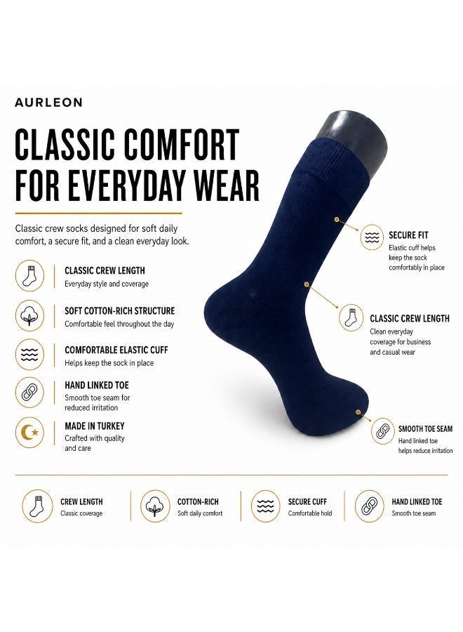 Aurleon 83% Cotton Crew Socks – 3 Pack – Flat Toe Seam - Image 2