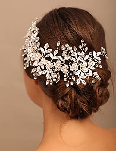 YERTTER Hair Band, Gold - Wedding Bridal Big Flower Vine Leaf Headband Rhinestone Headpiece for Bride Bridesmaid Flower Girl Wedding Prom Brithday Party - Image 5