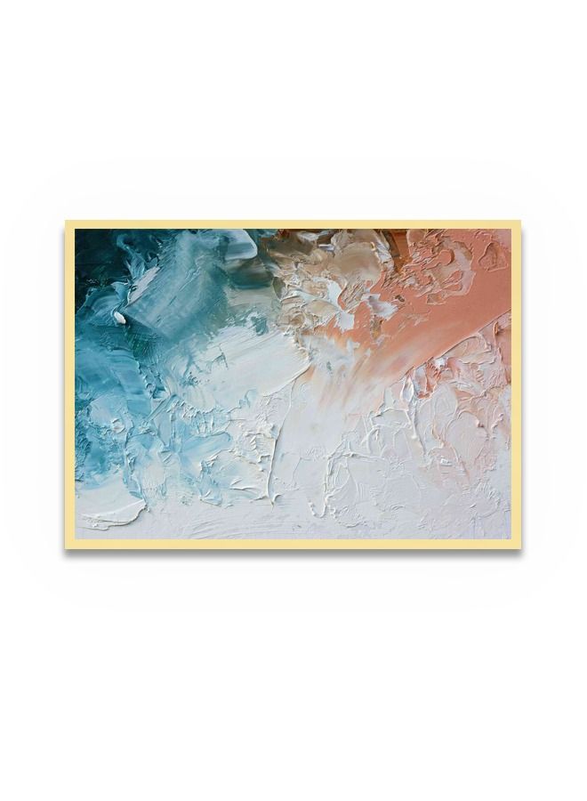 ماركتنا لوحة جدارية قماشية فنية لتزيين الحائط بتصميم تجريدي مع برواز ذهبي مجوف مقاس (120x80) قطعة واحدة - Image 2