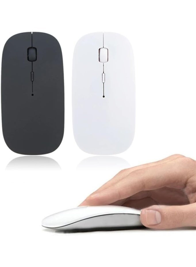 Slim Wireless Mouse – Silent Click, Ultra-Thin Ergonomic Design, 2.4GHz USB Optical Mouse for Laptop, PC & MacBook (White) - Image 4